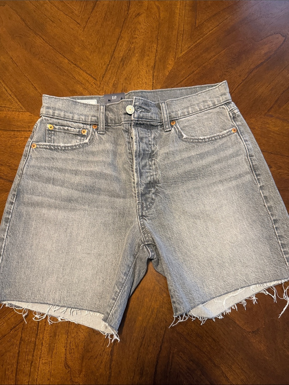 GAP Light Gray Raw Hem High-Rise Denim Shorts